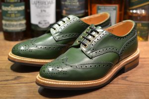 green leather shoes